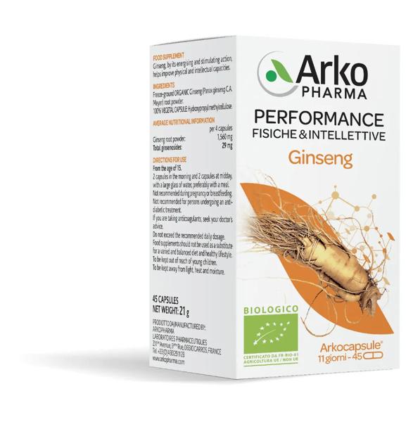Arkocapsule Ginseng Bio Integratore Tonico 45 Capsule