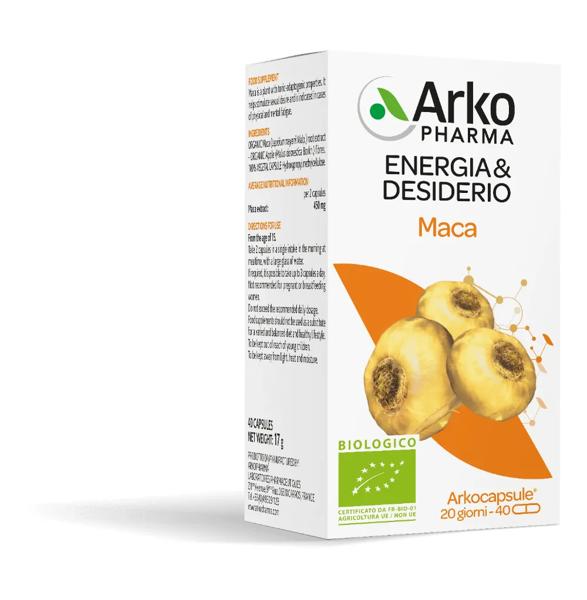 Arkocapsule Maca Bio Integratore Tonico Adattogeno 40 Capsule