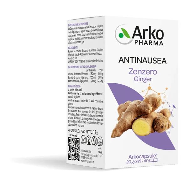 Arkocapsule Zenzero Integratore Antinausea 40 Capsule