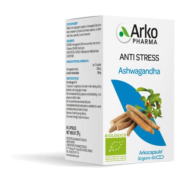 Arkopharma Ashwagandha Integratore Antistress 60 Capsule