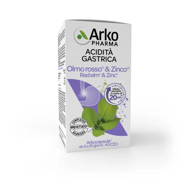 ArkoPharma Olmo Rosso & Zinco Integratore per Acidità Gastrica 40 Capsule