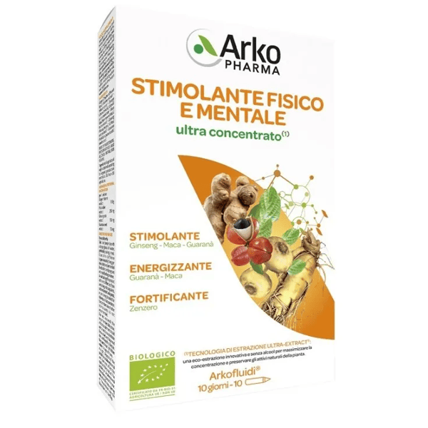 Arkofluidi Stimolante Fisico e Mentale 10 Fiale da 15 ml Energia e Vitalità