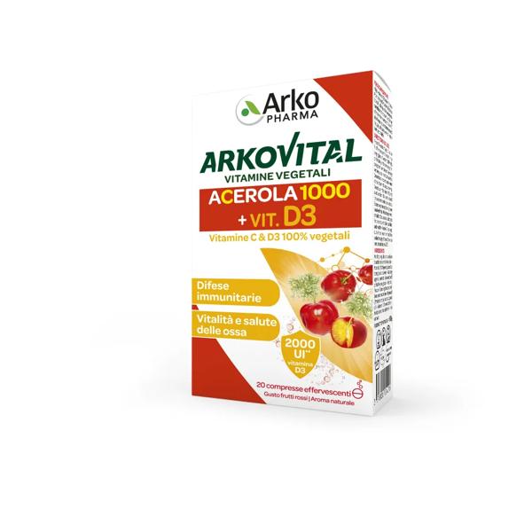 Arkovital Vitamine C + D3 Integratore Difese Immunitarie 20 Compresse Effervescenti