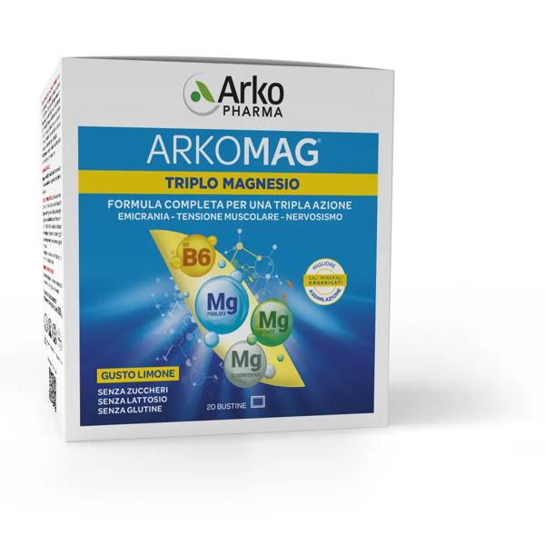 Arkomag Triplo Magnesio 20 Bustine Integratore Antifatica Muscoli-Nervi