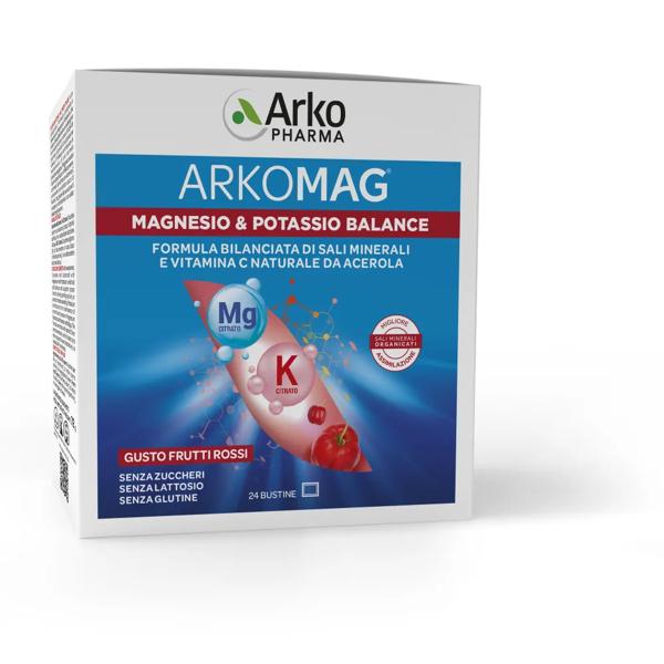 ArkoPharma ArkoMag Integratore di Magnesio e Potassio Gusto Frutto Rossi 24 Bustine