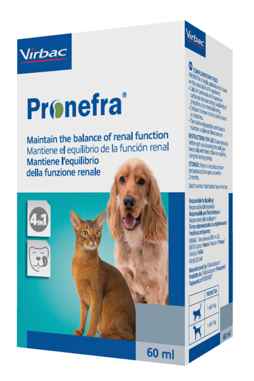 Virbac Pronefra - Mangime complementare per la funzione renale dei cani e gatti, 60 ml — confronto prezzi