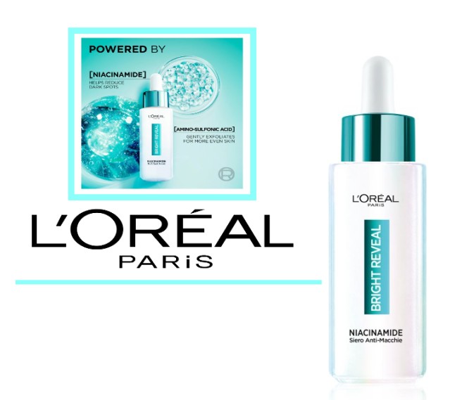 L'Oréal Paris Bright Reveal Siero Anti-Macchie 10% [Niacinamide + Acido Ammino-Solfonico], 30 ml