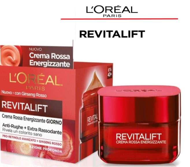 L'OREAL PARIS REVITALIFT - CREMA VISO ENERGIZZANTE GIORNO, Pro-Retinolo Avanzato+Ginseng Rosso