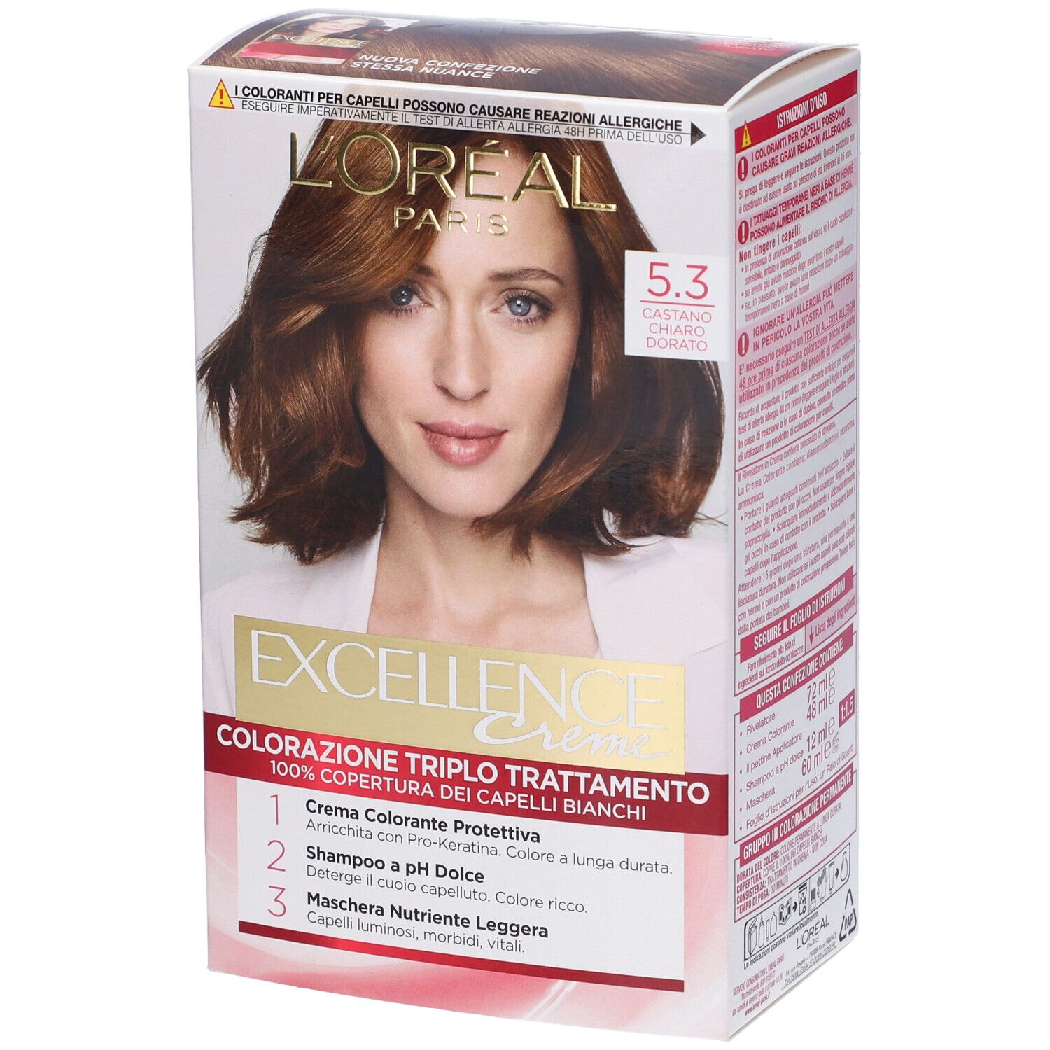 L`Oréal Paris Tintura per Capelli Excellence Crème Castano Chiaro Dorato 5.3 40 ml