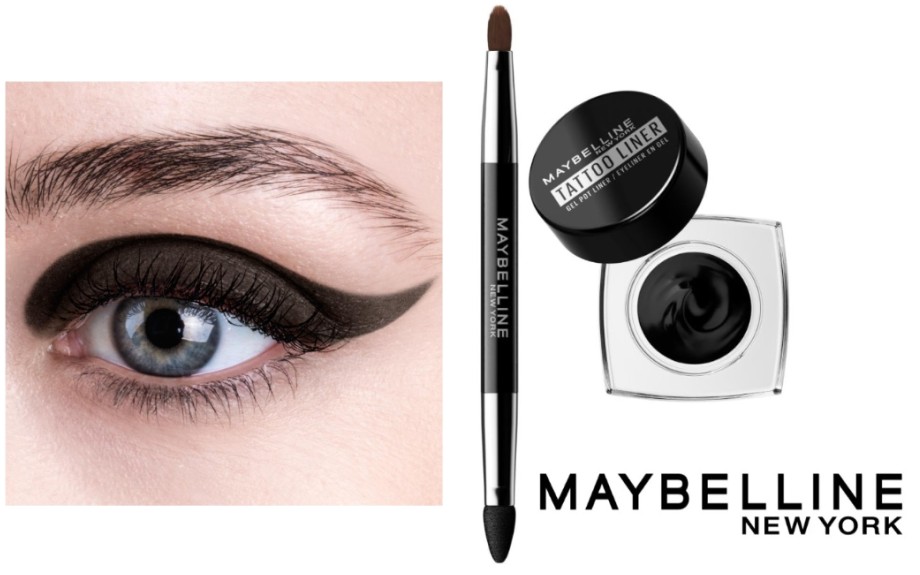 MAYBELLINE NEW YORK - EYELINER OCCHI TATTO IN GEL WATERPROOF 2 IN 1, NERO