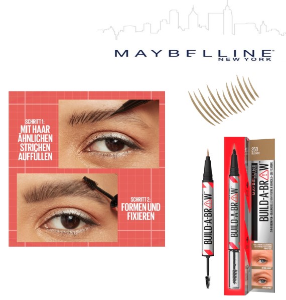 Maybelline Build A Brow 250 Soft Brown Penna Sopracciglia Definizione Naturale
