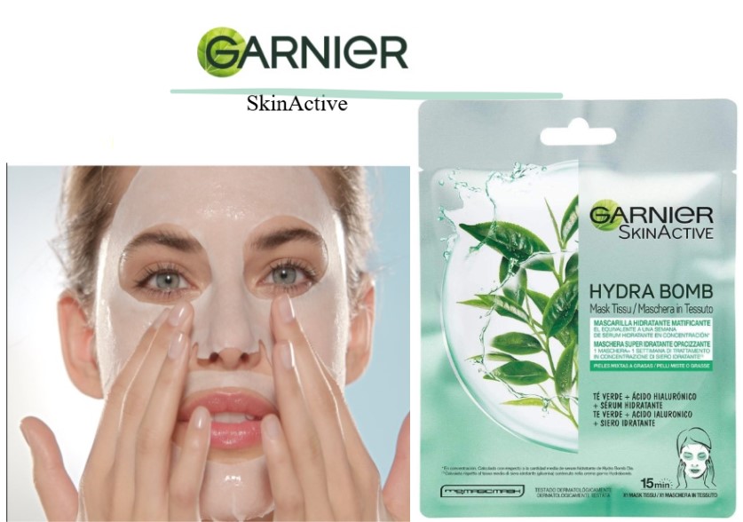 GARNIER SKIN ACTIVE - MASCHERA VISO IN TESSUTO , Hydra Bombn Super Idratante + Opacizzante