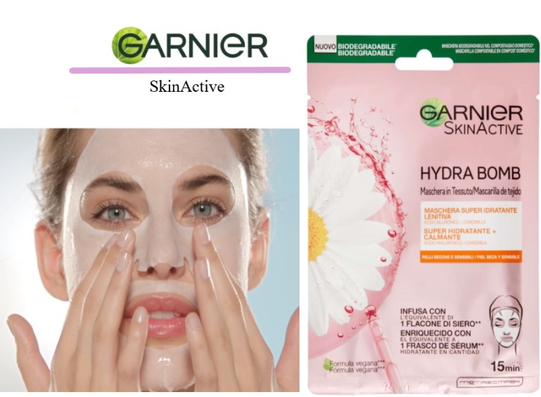 GARNIER - SkinActive Hydra Bomb maschera in tessuto super idratante lenitiva pelli secche e sensibili