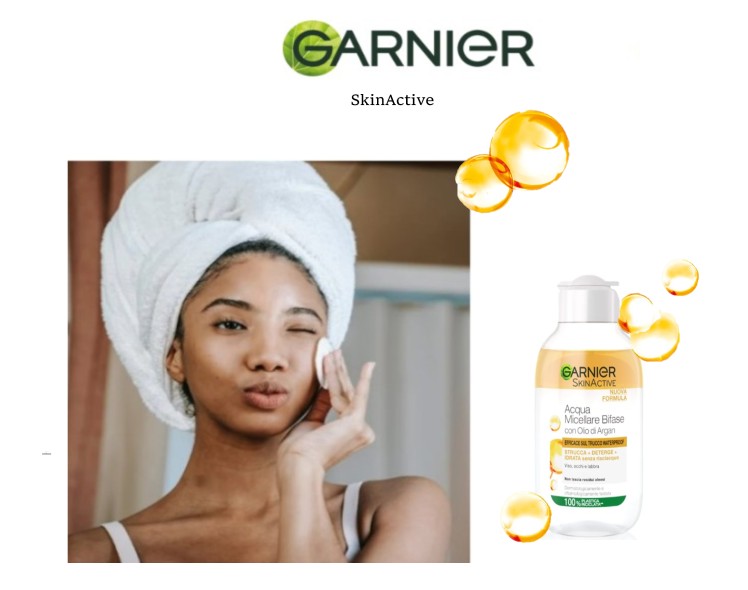 GARNIER SKIN ACTIVE - ACQUA MICELLARE BIFASE, Olio d'Argan 100 ml