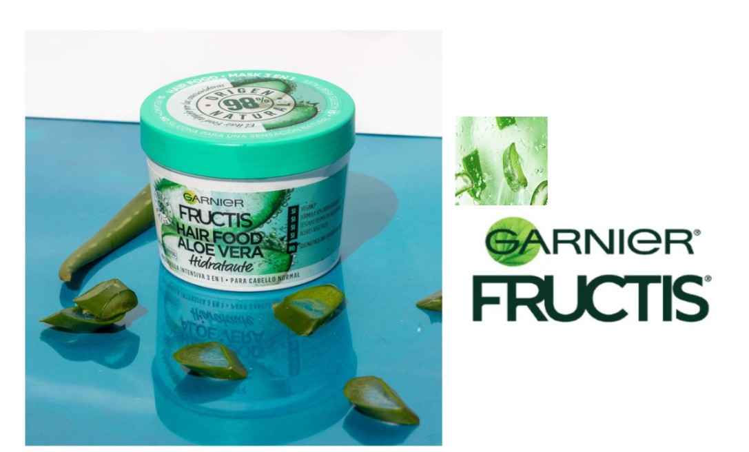 Garnier Maschera Idratante Fructis Hair Food, Riparatrice 3 in 1 con Formula Vegana per Capelli normali, Aloe, 390 ml