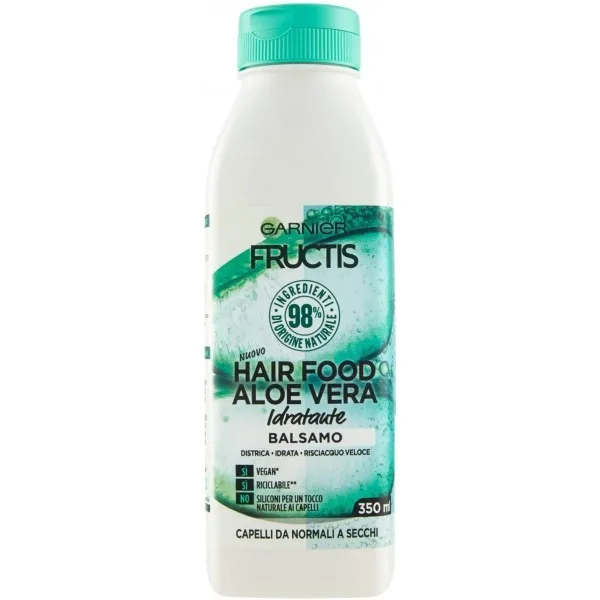 Garnier Balsamo Idratante Fructis Hair Food, idratante all'aloe per capelli disidratati, 350 ml