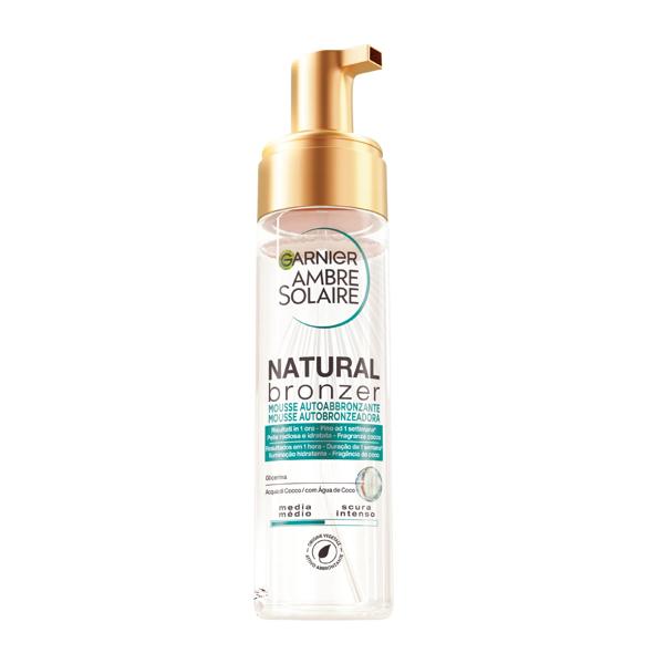 Garnier Ambre Solaire Natural Bronzer Mousse Autoabbronzante Corpo Acqua di Cocco 200 ml