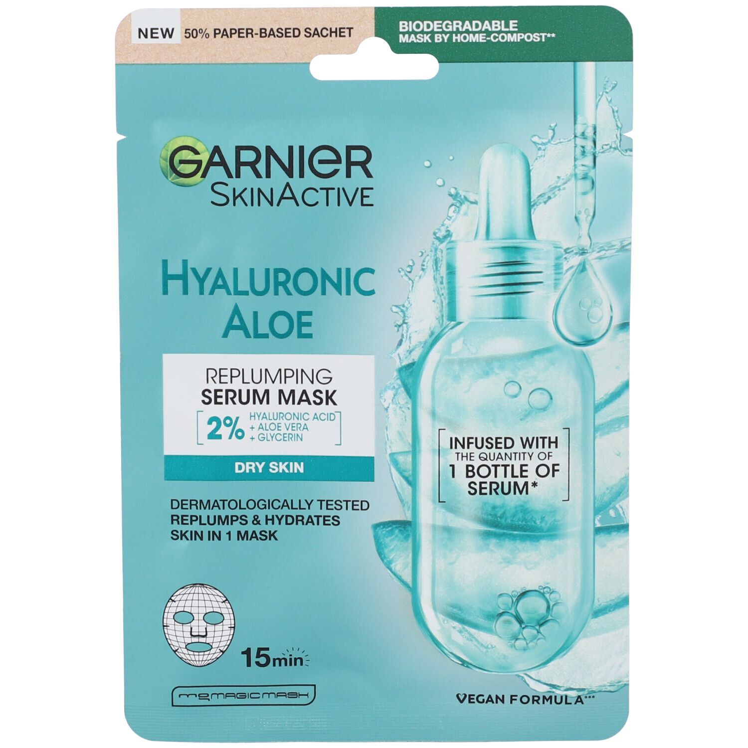 Garnier Maschera in Tessuto Skin Active Hydra Bomb, Formula Super Idratante e Rivitalizzante, Per Tutti i Tipi di Pelle, Con Acido Ialuronico Aloe Vera Biologica, 28 gr 1 St — confronto prezzi