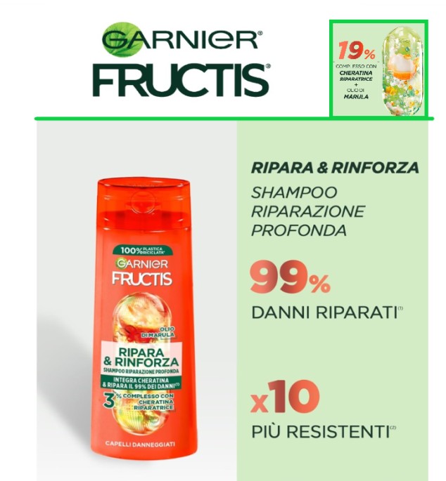 GARNIER FRUCTIS -SHAMPOO RIPARAZIONE PROFONDA , Ripara & Rinforza