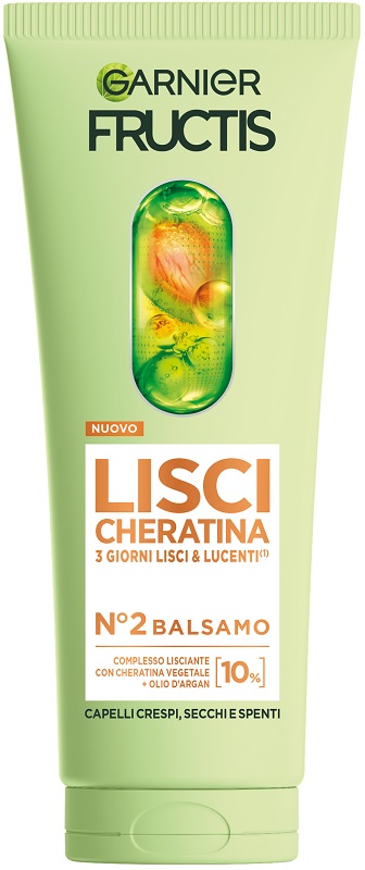 Garnier Fructis Lisci Cheratina Balsamo 200 ml per Capelli Lisci Anti-Crespo