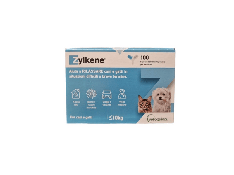 Zylkene Mangime Complementare Anti-Stress per Cani e Gatti Fino A 10 Kg 100 Capsule
