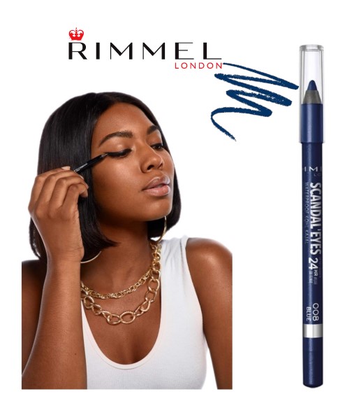 RIMMEL LONDON -MATITA OCCHI WATERPROOF SCANDALEYES KOHL KAJAL, 008 Blue