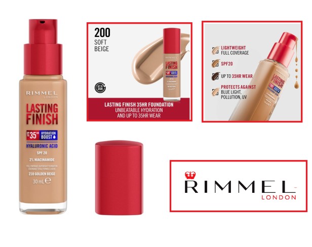Rimmel Lasting Finish 200 Soft Beige Fondotinta Fluido A Lunga Tenuta 30ml