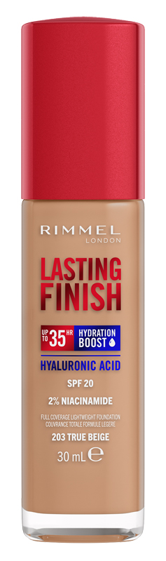 RIMMEL LONDON - FONDOTINTA LASTING FINISH 35H Hydration Boost, 203 True Beige