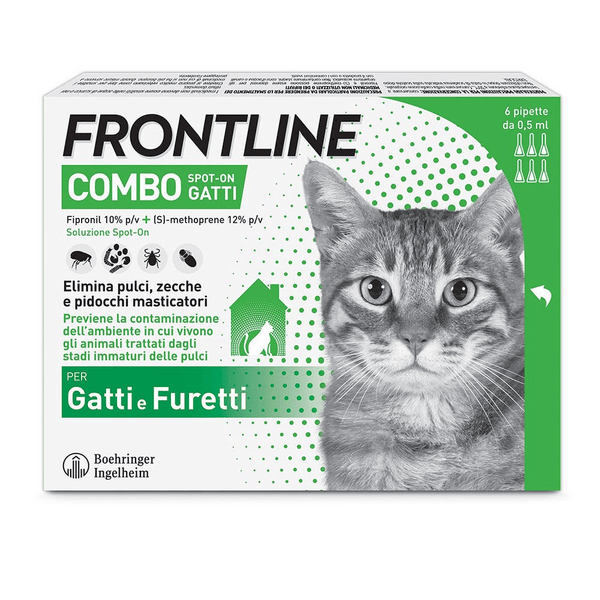 Frontline Combo Gatti x6 Pipette Antiparassitario Contro Pulci, Zecche e Pidocchi