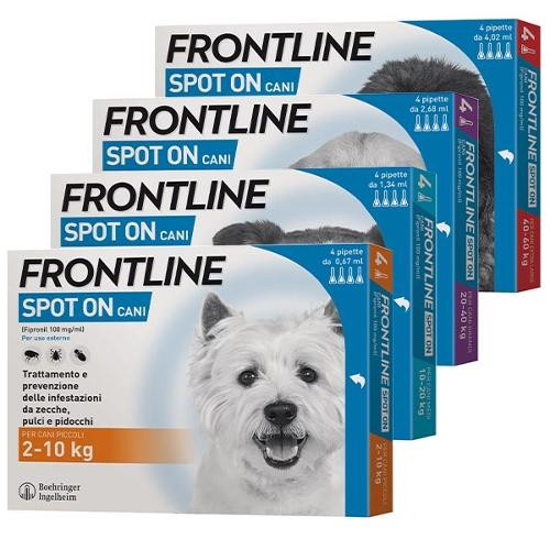 Frontline Spot On Antiparassitario per Cani da 2 a 10 Kg 4 pipette