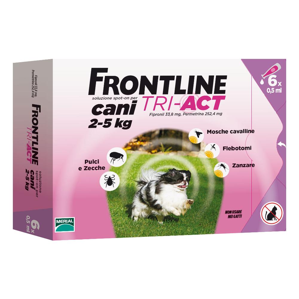 Frontline Tri-Act x6 Pipette, Antiparassitario Per Cani e Cuccioli (Taglia XS 2-5Kg) Contro Pulci, Zecche, Zanzare, Pappataci e Leishmaniosi