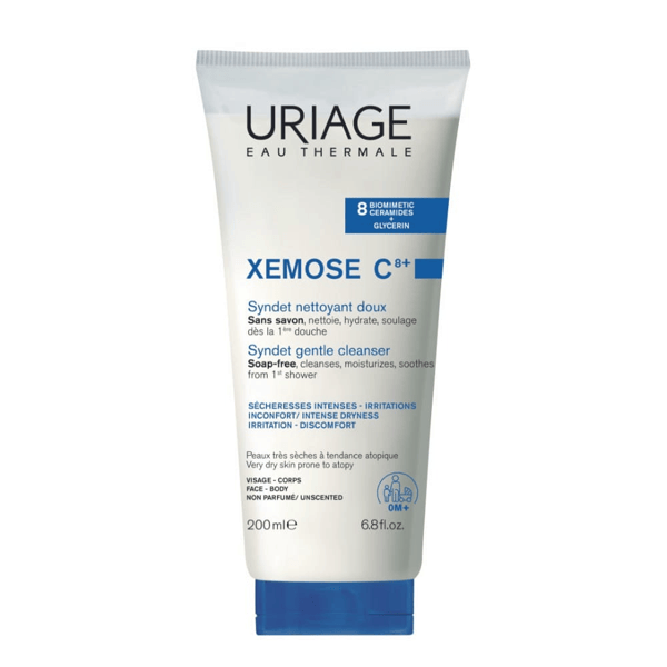 Uriage Xémose C8+ Syndet Detergente Bagno Doccia Viso e Corpo 200 ml Pelle Secca Atopica Con Eczema
