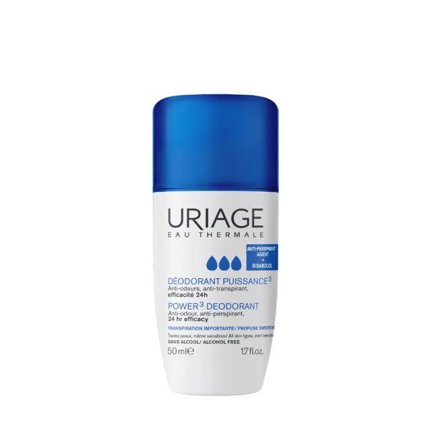 Uriage Deodorante Power3 Antitraspirante Roll-On 50 ml Anti-Odore Sudorazione Intensa Efficacia 24H