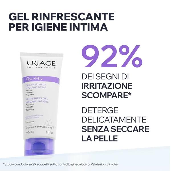Uriage Gyn-Phy Gel Detergente Rinfrescante Igiene Intima 200 ml Uso Quotidiano Protegge e Riequilibra