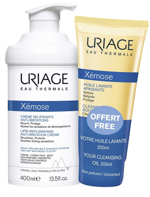 Uriage Xemose Crema Anti-irritazione Relipid 400 ml + Xemose Olio Lavante 200 Ml in Regalo Confezione Promo