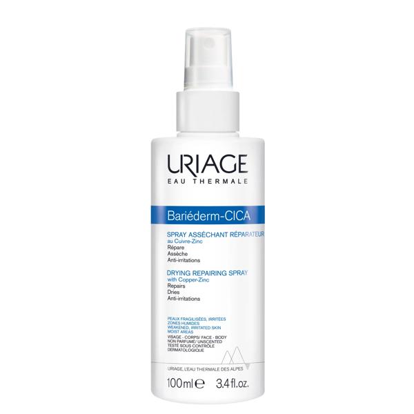 Uriage Bariéderm Cica Spray Assorbente Riparatore 100 ml Pelle Irritata Zone Umide Viso e Corpo