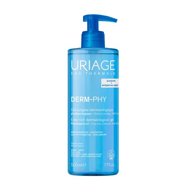 Uriage Derm-Phy Gel Doccia Dermatologico 500 ml Lenitivo e Protettivo Senza Sapone Pelle Sensibile