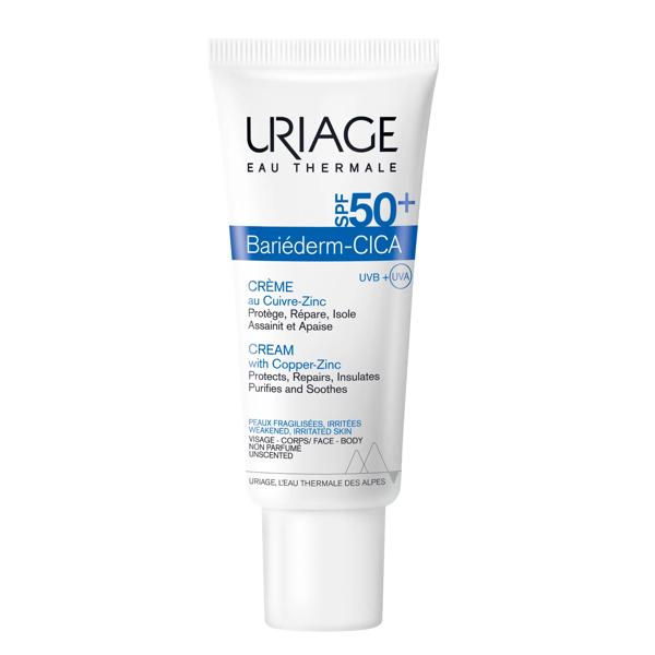 Uriage Bariéderm-Cica Crema Riparatrice SPF50+ 40 ml Pelle Danneggiata Viso e Corpo Bambini e Adulti