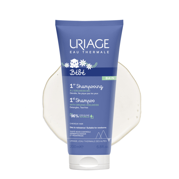 Uriage Bébé 1° Shampoo Ultra-Delicato 200 ml Neonati e Bambini Senza Sapone Per Uso Frequente