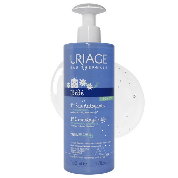 Uriage Bébé 1a Acqua Detergente 500 ml Senza Risciacquo Viso Corpo e Pannolino Neonati e Bambini