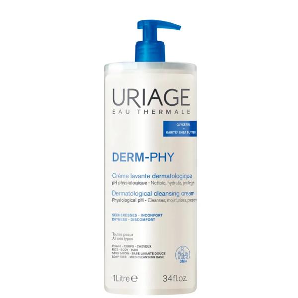 Uriage Derm-Phy Crema Lavante Bagno e Doccia 1 L Pelle Secca e Sensibile Viso e Corpo