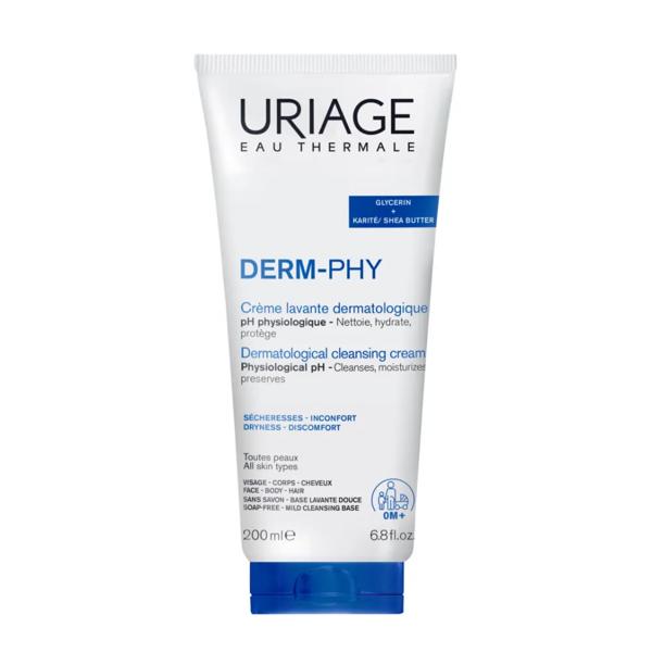 Uriage Derm-Phy Crema Lavante Bagno e Doccia 200 ml Lenisce Pelle Secca e Sensibile Viso e Corpo
