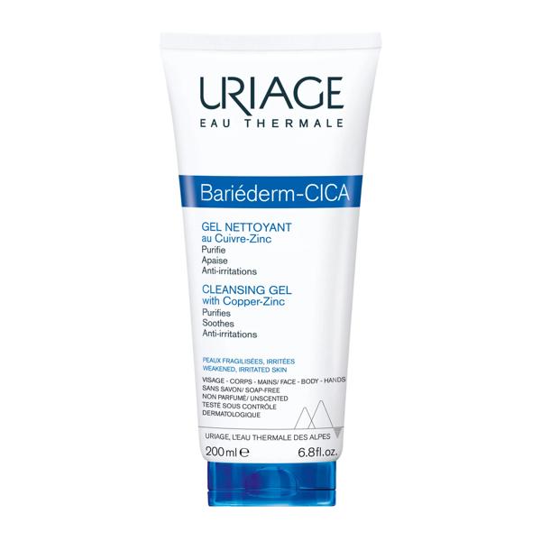 Uriage Bariéderm-Cica Gel Detergente 200 ml Pelle Irritata e Danneggiata Vis e Corpo Bambini e Adulti
