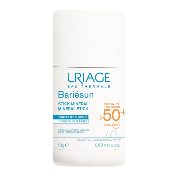 Uriage Bariésun Stick Minerale SPF50+ Viso e Labbra 18 g Per Pelle Intollerante Atopica e Con Cicatrici