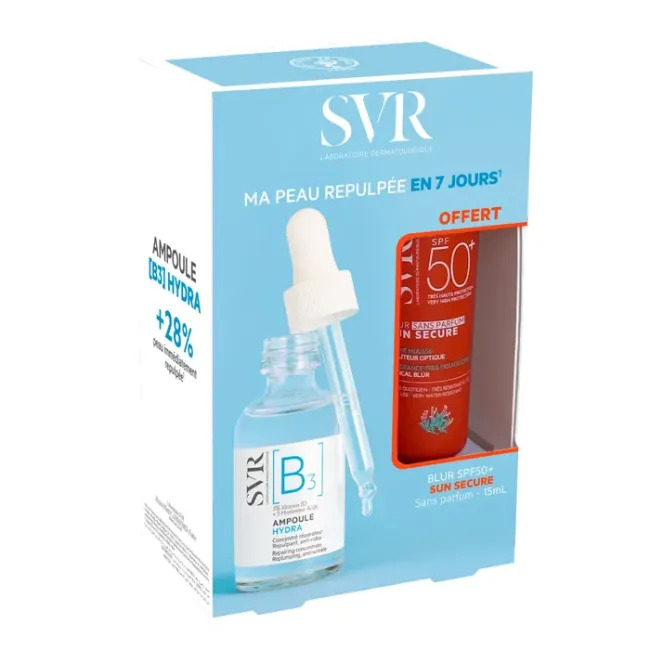 Svr Kit Ampoule B Siero Idratante Rimpolpante 30 Ml + Sun Secure Crema Viso BLur Spf 50+ Senza Profumo 15 Ml