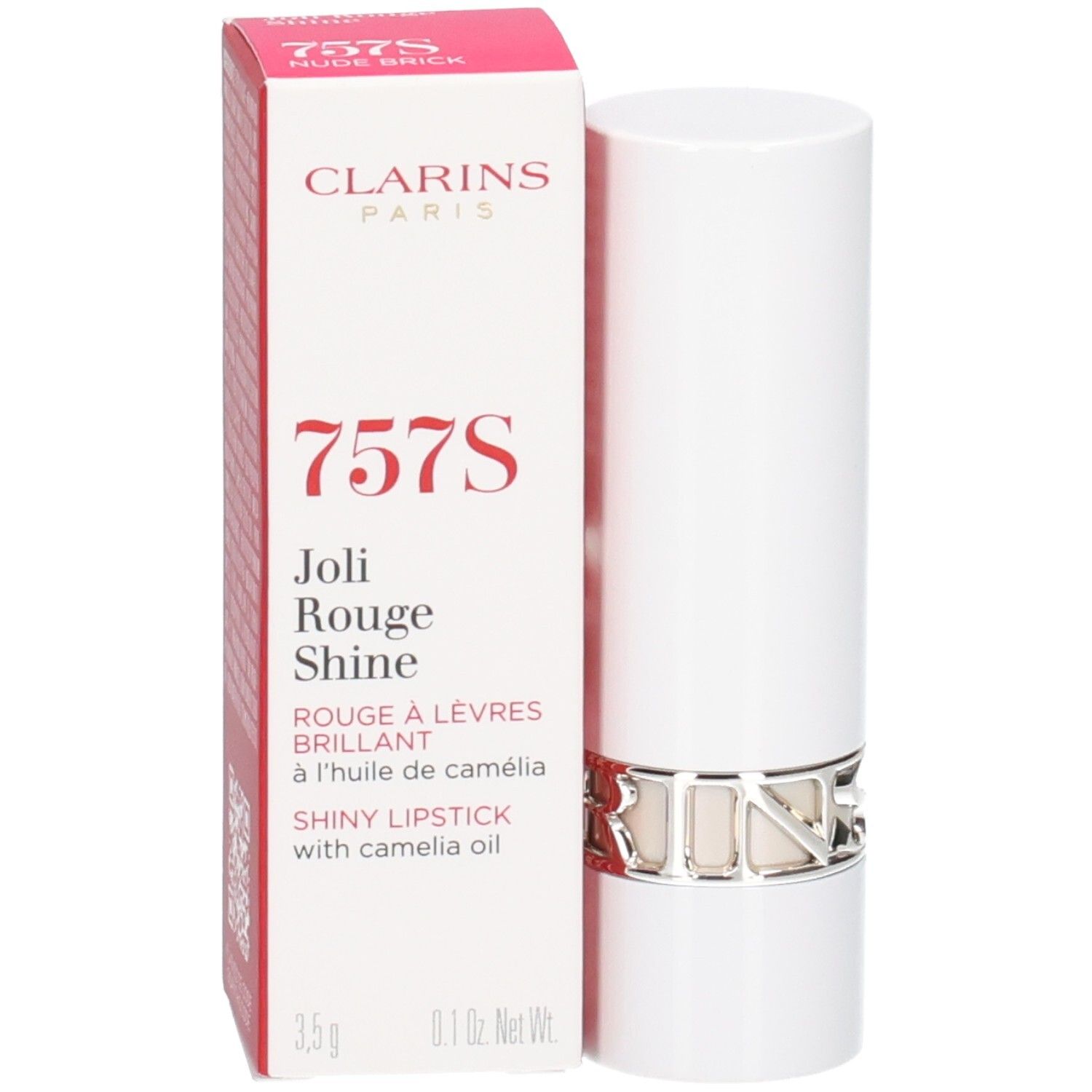 Clarins Joli Rouge Shine 757s - Rossetto lucido Mattone Nudo 35 G 3,5 g Make up