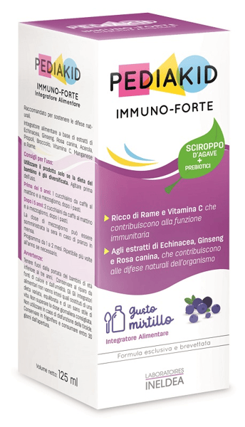 Pediakid Immuno-Forte Integratore per Sistema Immunitario per Bambini Sciroppo Gusto Mirtillo 125 ml