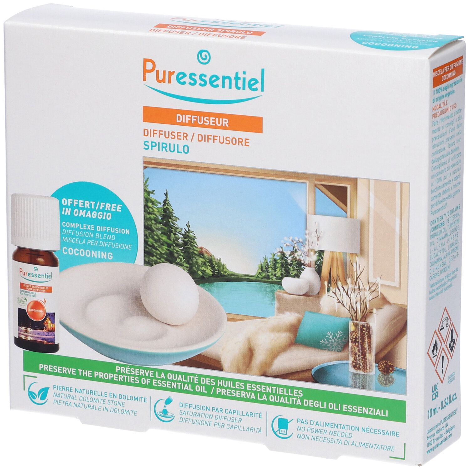 Puressentiel Cofanetto Diffusore Spirulo + Miscela Cocooning 10ml — confronto prezzi