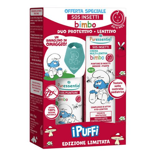 Puressentiel Cofanetto Edizione Limitata Puffi con SOS Punture + SOS Insetti + Bavaglino in Omaggio