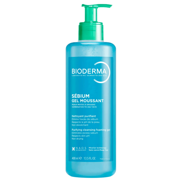 Bioderma Sebium Gel Moussant Detergente Purificante Per Pelle Mista e Grassa 400 ml